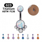 Wholesale titanium piercing internal threaded opal cluster navel rings Women's Double Headed Diamond  American Fashion Piercing Jewelry