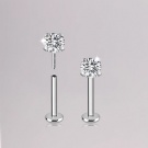 Wholesale titanium Titanium Labret Zircon No Thread Push-in Labret Piercings Ear Cartilage Tragus Piercings Lobe Stud Earrings