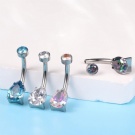 Wholesale titanium Piercing F136 Titanium internal threaded drop water shap zircon  floating navel rings G23 titanium alloy for human body wear