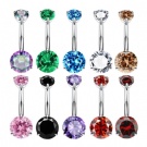 Wholesale titanium G23 Titanium Tri-Prong internal threaded Round zircon shape floating navel rings 14G  Women's Piercing Jewelry