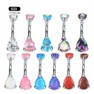 Wholesale titanium Piercing Titanium G23 Belly Button Rings internal threaded drop water zircon shape floating navel rings Curved Banana Sexy Body Jewelry