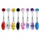 Wholesale titanium F136 Titanium Alloy Internal Thread Tip Set Marquis Floating  Navel Ring Inlaid Horse Eye Zircon Navel Nail  Piercing Jewelry
