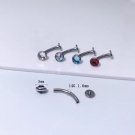 Wholesale titanium G23 titanium belly button nail with Czech diamond internal thread flat bottom puncture accessory hanging floating navel ring