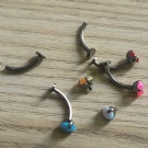 Wholesale titanium piercing of F136 G23 titanium three claw internal thread opal  button ring body floating navel rings perforated jewelry