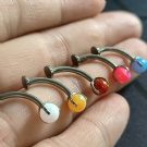 Wholesale titanium F136 Titanium Internal Thread Curved Rod Earrings Navel  Rings Piercing Abdominal Protein Stone floating navel rings