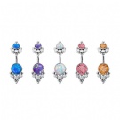 Wholesale titanium G23 Titanium Belly Piercing  Button Internal Threaded opal cluster navel rings Sexy Body Piercing Jewelry  For Women