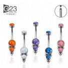 Wholesale titanium Piercing G23 Titanium Internal Threads  With Two Inlaid  Opal cluster navel rings Popular women's body accessories in Europe