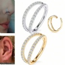 Wholesale titanium G23 Titanium Zircon Double Hoop Open Stack Piercing Earrings Nose Ring Helix Piercing Piercing Jewelry