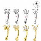Wholesale titanium TITANIUM F136 internal threaded  Zircon Rook Piercing Jewelry Eyebrow nail, niche navel nail, 1.2mm Curved Barbell Earring