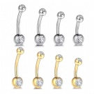 Wholesale 316L Piercing  Stainless steel Double gem navel rings Belly Button Navel  puncture Drop Dangle Body Jewelry
