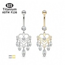Wholesale G23 Titanium Studded Heart Dangling Belly Ring Banana bar Belly Button Ring Curved Barbell Navel Piercing Jewelry