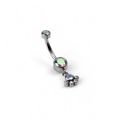 Wholesale ASTM F136 Titanium Internally Threaded Banana Bent stem Zircon Flower Dangle Belly Button Ring