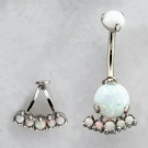 Wholesale  G23 Titanium Stone Cabochon Navel Ring W/ Alternating Opal or Zircon