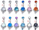 Wholesale G23 Titanium Internally Threaded  Banana Shaped Double Edged Transparent 5A diamond and Opal Sexy Belly Button Ring