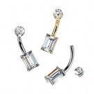 Wholesale G23 Titanium Internally Threaded Square Moissanite Cut Sparkle Belly Button Rings