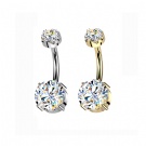 Wholesale Internally Threaded Moissanite Belly Button Rings G23 Titanium Implant Grade Double Head Curved Body Piercing Jewelry