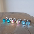 Wholesale G23 Titanium Stud Earrings Hypoallergenic Round Zircon Piercing Earrings Flat Back Earrings Multiple Colors Available