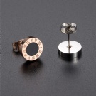 Wholesale Customization Versatile Retro Black Round Roman Numeral Titanium Earrings Unisex Fashion Jewelry