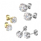 Wholesale Customization F136 Titanium Round Cut Moissanite Piercing Ear Stud Sparkling Four Claws Lab Diamond Earring