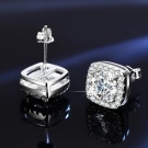 Wholesale Customized G23 Titanium Alloy Full diamond square Sugar Ear Stud Round Bright Cut Moissanite Ear Stud