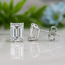 Wholesale G23 Titanium Moissanite Studs Earrings Rectangle Cut Lab Diamond Ear Studs