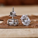 Wholesale Push Back Thread Oval Lab Cutting Moissanite Stud Earrings F136 Titanium Neutral Puncture Jewelry
