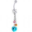 Wholesale heart and bead dangle navel piercing