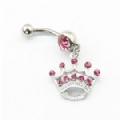 Wholesale pink crown dangle navel piercing ring