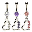 wholesale hot heart with flower dangle navel rings