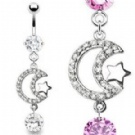wholesale new moon and star dangle navel rings