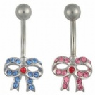 wholesale crystal bowtie navel bars